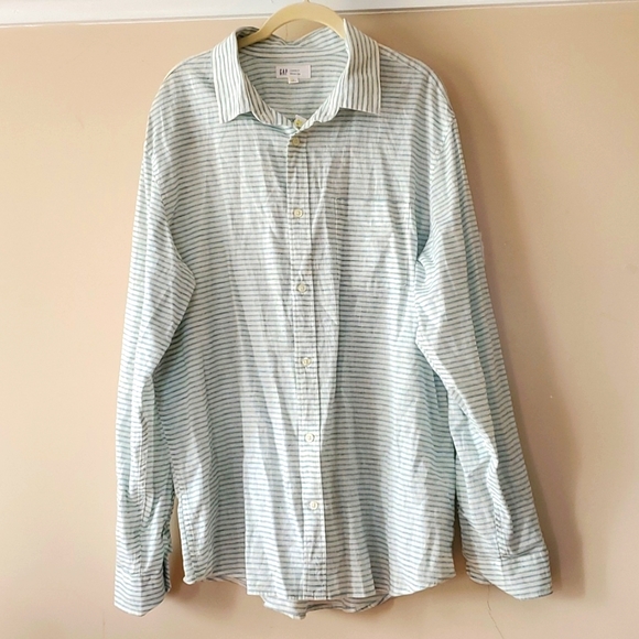 Men's GAP standard fit Made with Linen striped shirt XL - Picture 5 of 6